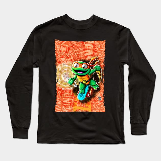 TMNT Mutant Mayhem Tuttle tot Mikey Long Sleeve T-Shirt by nicitadesigns